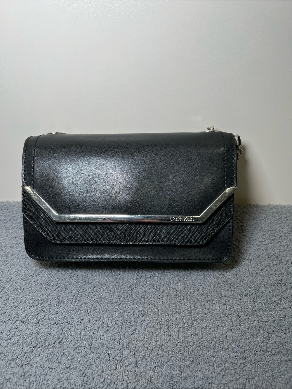 Calvin Klein Black Crossbody with Silver-Tone Accent